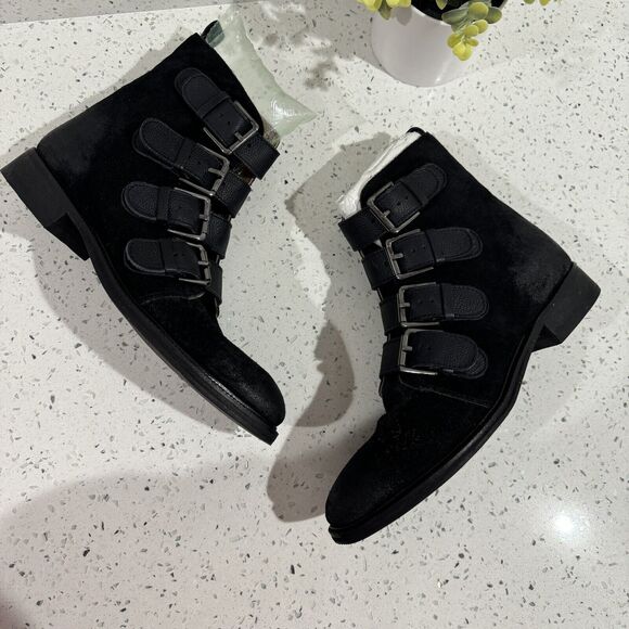 Band Of The Free Leather Moto Style Triple Strap Boots Size 10 - Picture 2 of 6